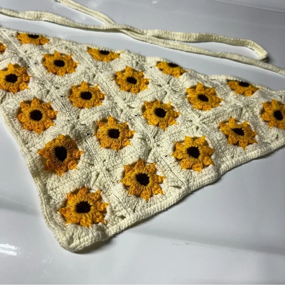 Embroidered Sunflower Bandana